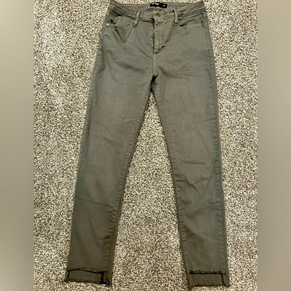 Just Black cropped jeans. A dark olive/army green.